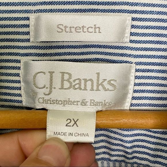 CJ BANKS micro stripe button down cotton jacket 2X - Picture 6 of 7